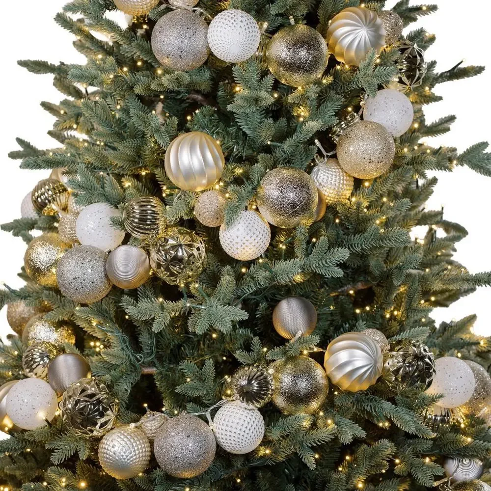 2-6” PreLit Ornament Gold Garland w/ LED Lights